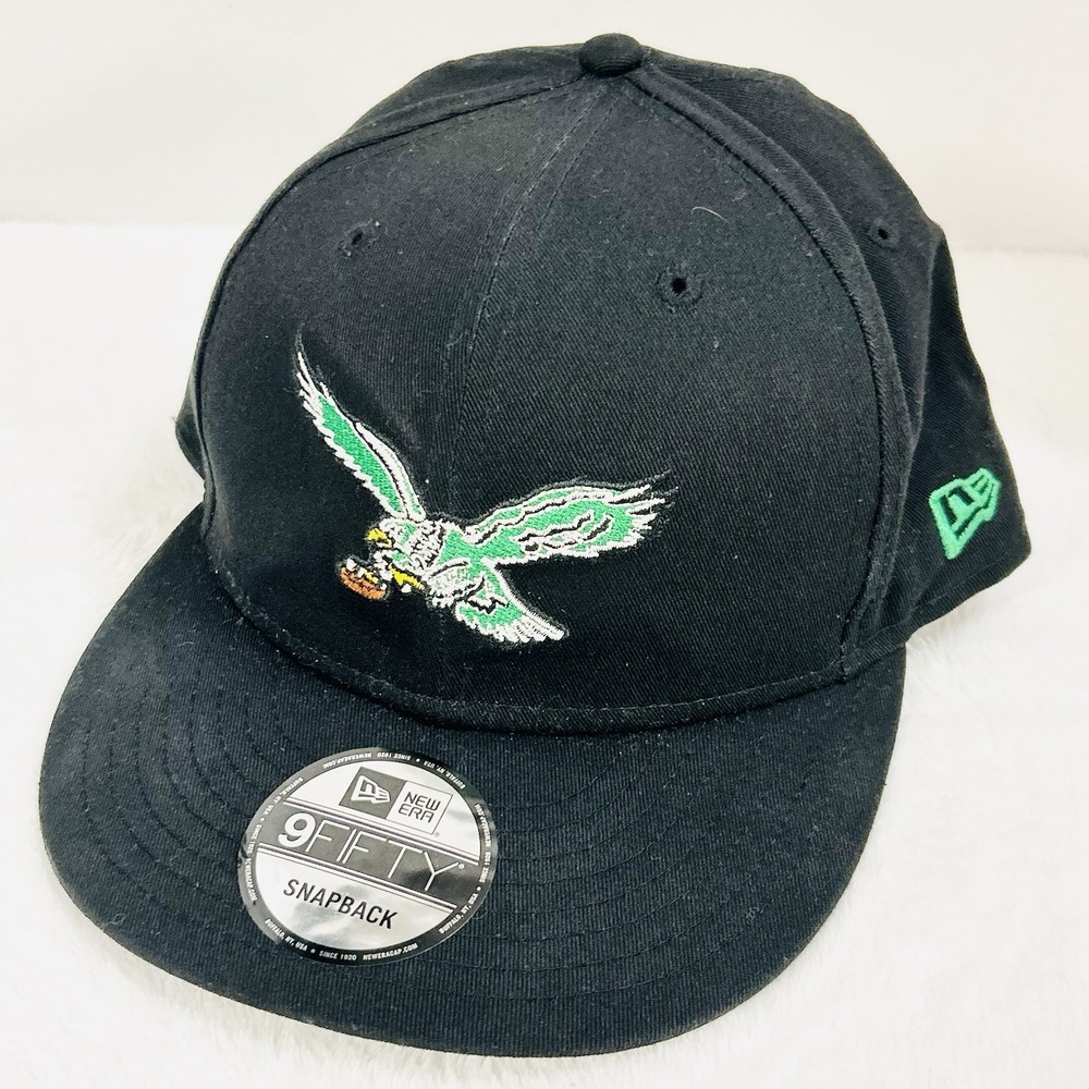 New Era Philadelphia Eagles Throwback 9FIFTY Snapback Hat Cap Adjustable Black